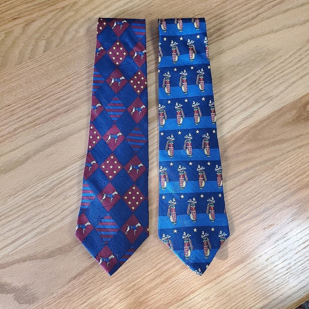 Vintage Tommy Hilfiger Dog & Golf Ties Silk Made in USA